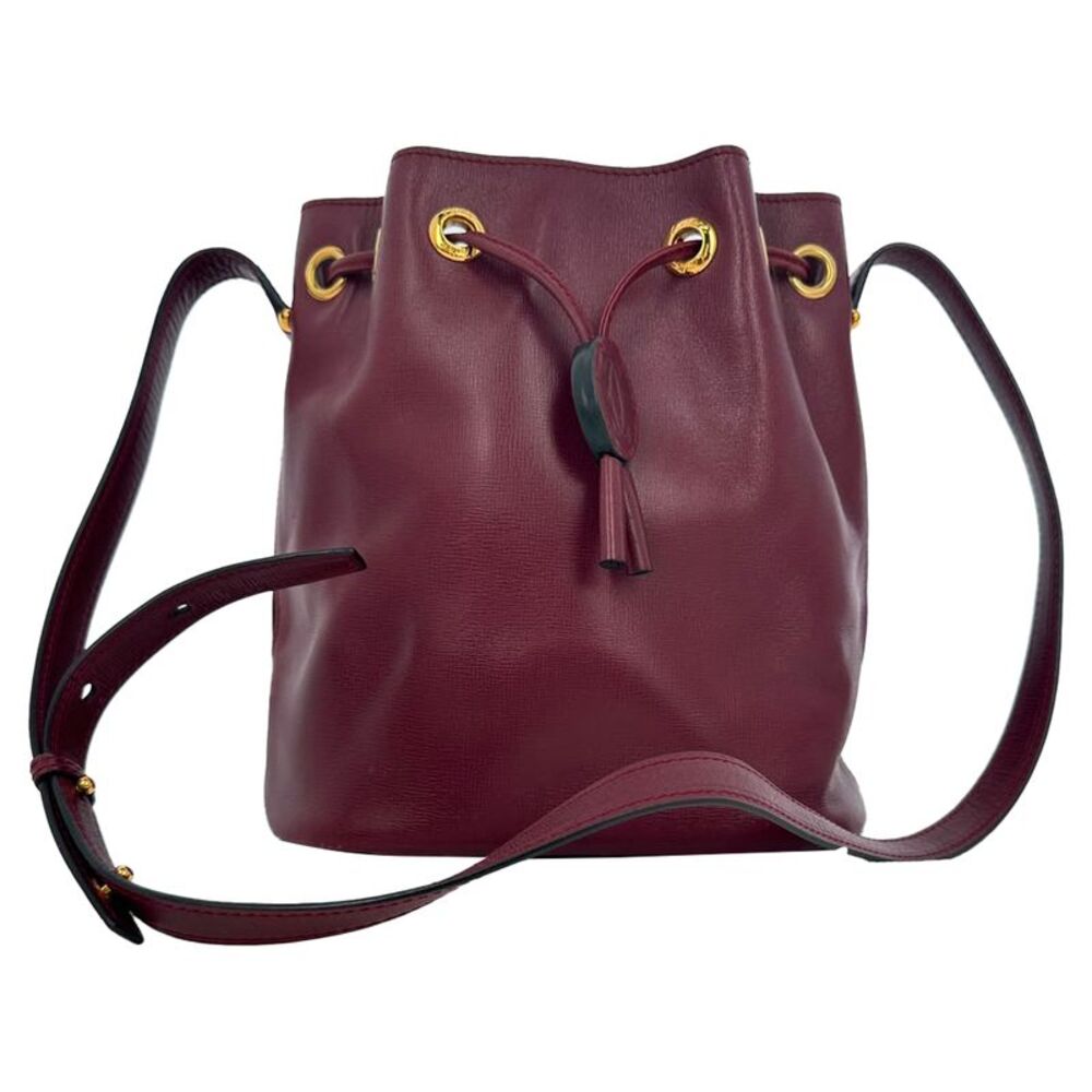 Cartier Must De Cartier Bucket Bag in Burgundy Leather